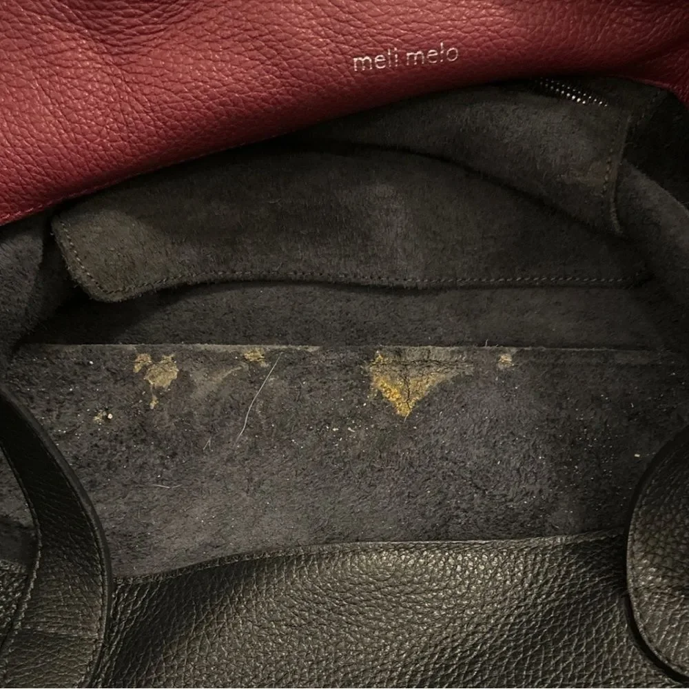 Meli Melo Thela Medium in Black with Burgundy Interior Rare Color Combo